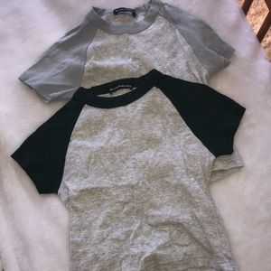 TWO brandy Melville raglan crop tops